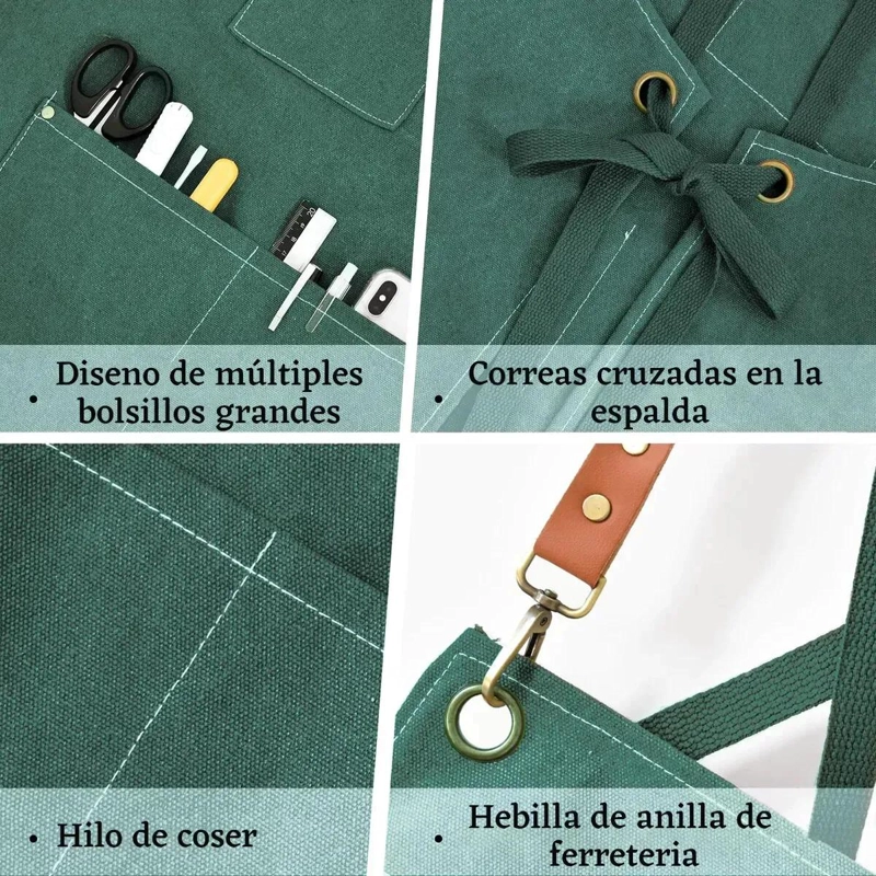 DELANTAL MULTIUSOS CON BOLSILLOS PARA COCINA Y ARTE - 5