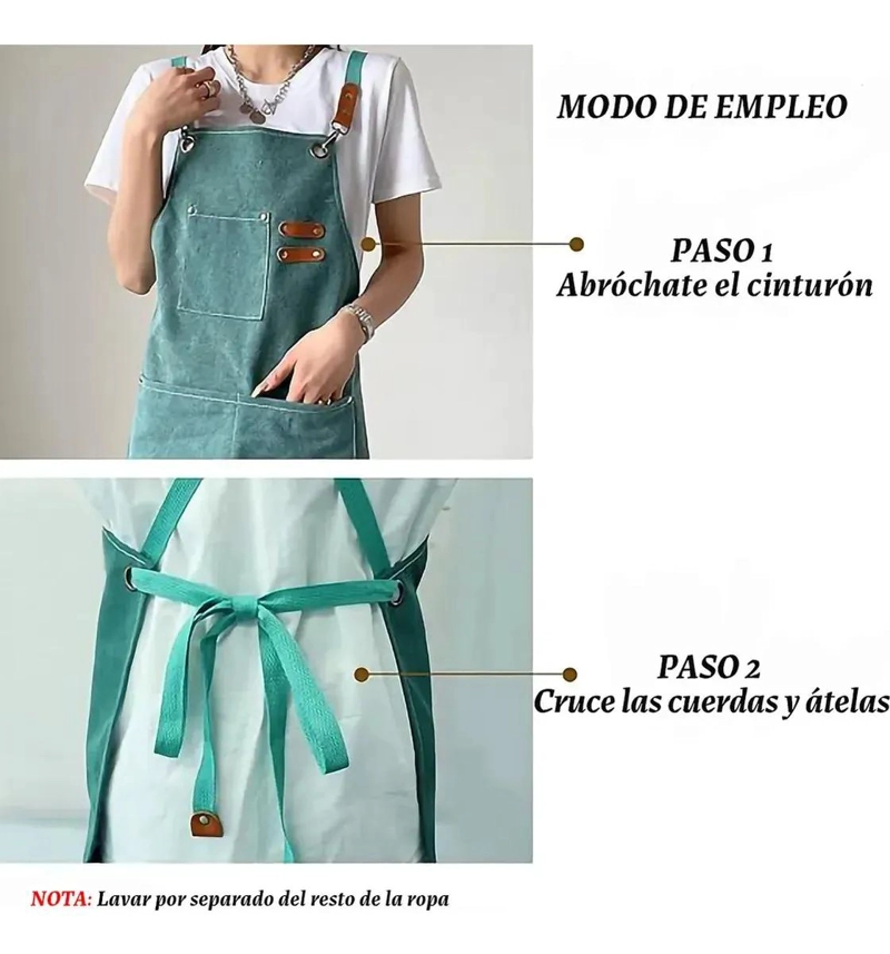 DELANTAL MULTIUSOS CON BOLSILLOS PARA COCINA Y ARTE - 7