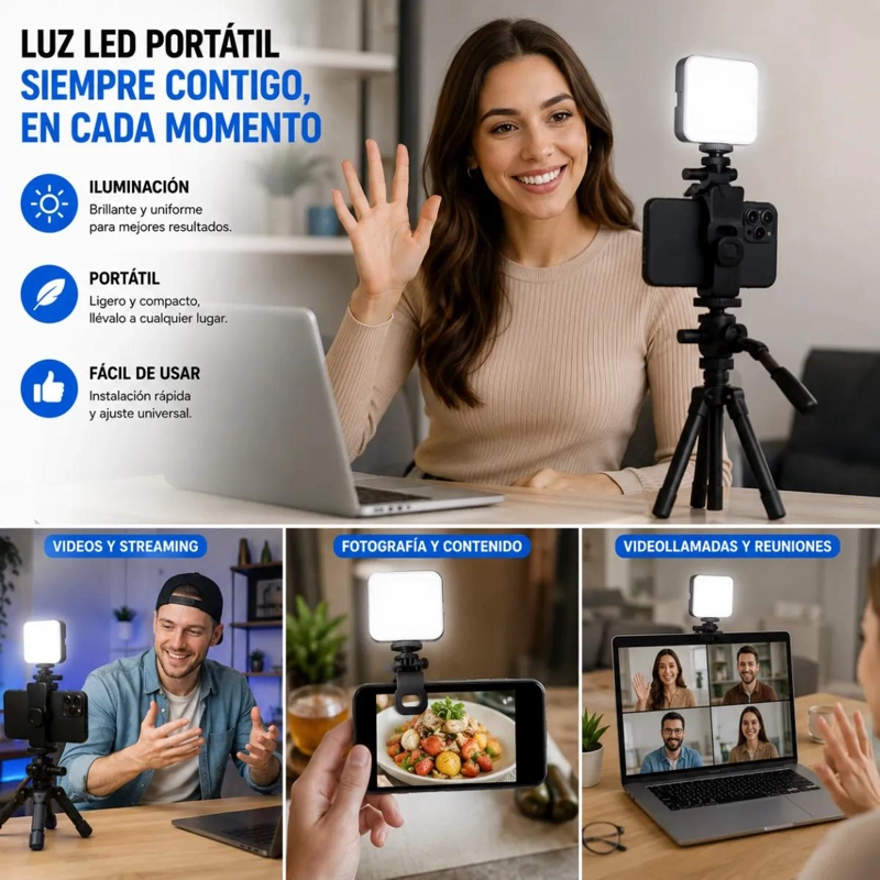 ARO DE LUZ LED PORTATIL CON CLIP PARA CELULAR Y NOTEBOOK - 3
