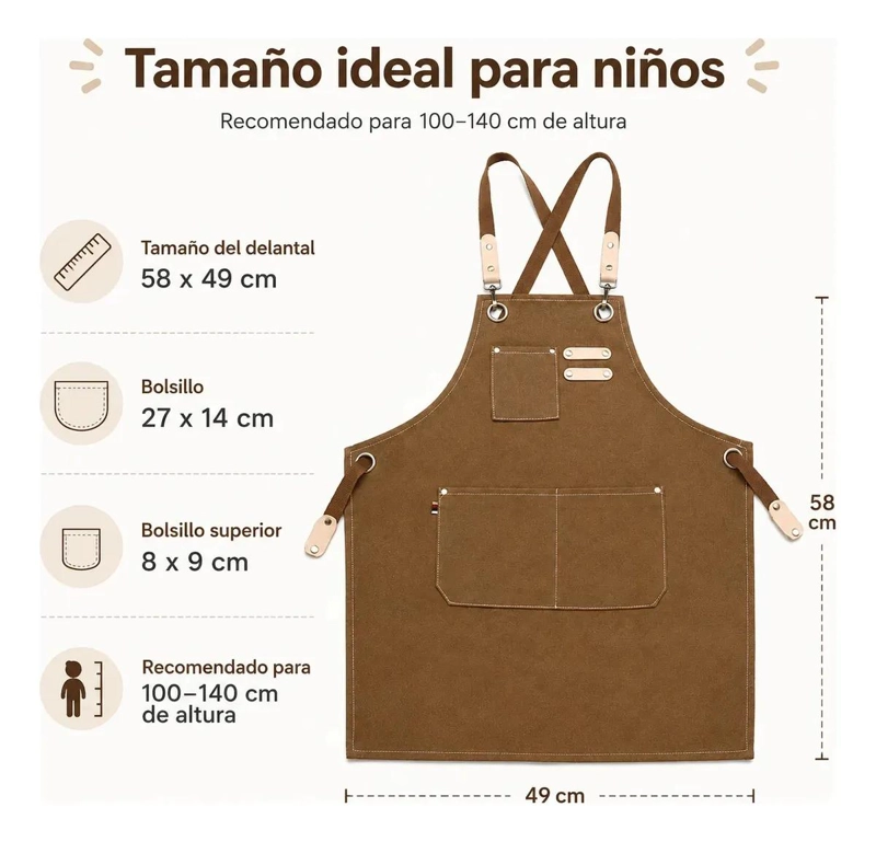 DELANTAL INFANTIL RESISTENTE PARA COCINAR Y PINTAR - 2