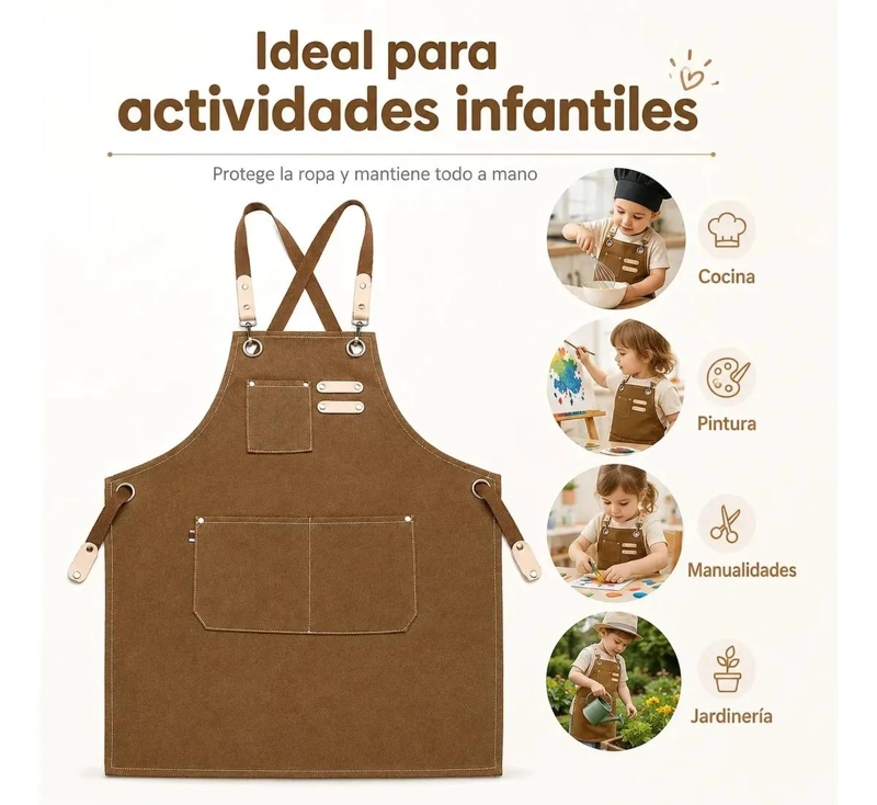 DELANTAL INFANTIL RESISTENTE PARA COCINAR Y PINTAR - 6