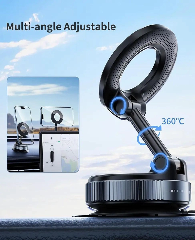 SOPORTE MAGNE TICO PARA TELE FONO MOVIL CON VENTOSA Y ROTACION 360° - 2