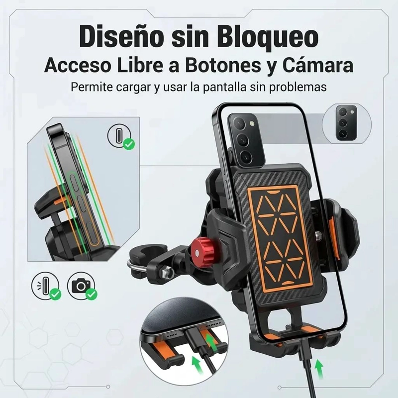 SOPORTE UNIVERSAL PARA CELULAR 360° PARA MOTOCICLETAS Y BICICLETAS - 6