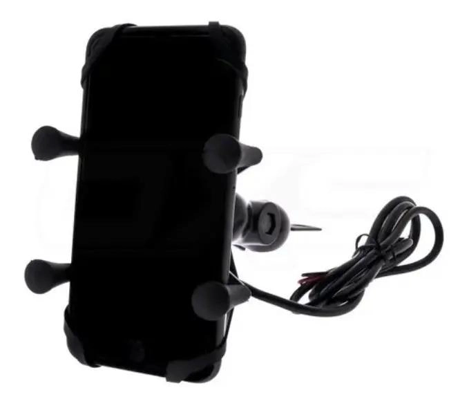 SOPORTE PARA CELULAR CON CARGADOR USB Y MONTURA AJUSTABLE - 1
