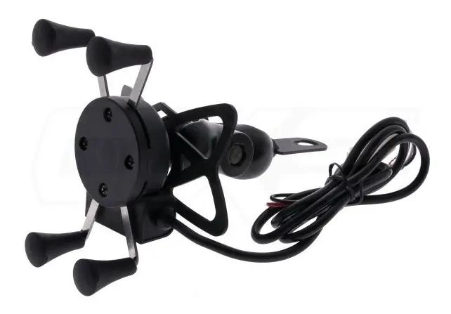 SOPORTE PARA CELULAR CON CARGADOR USB Y MONTURA AJUSTABLE - 2