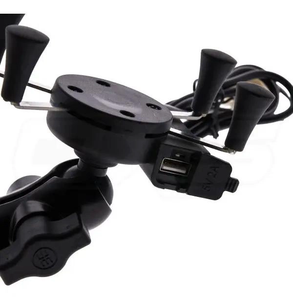 SOPORTE PARA CELULAR CON CARGADOR USB Y MONTURA AJUSTABLE - 3