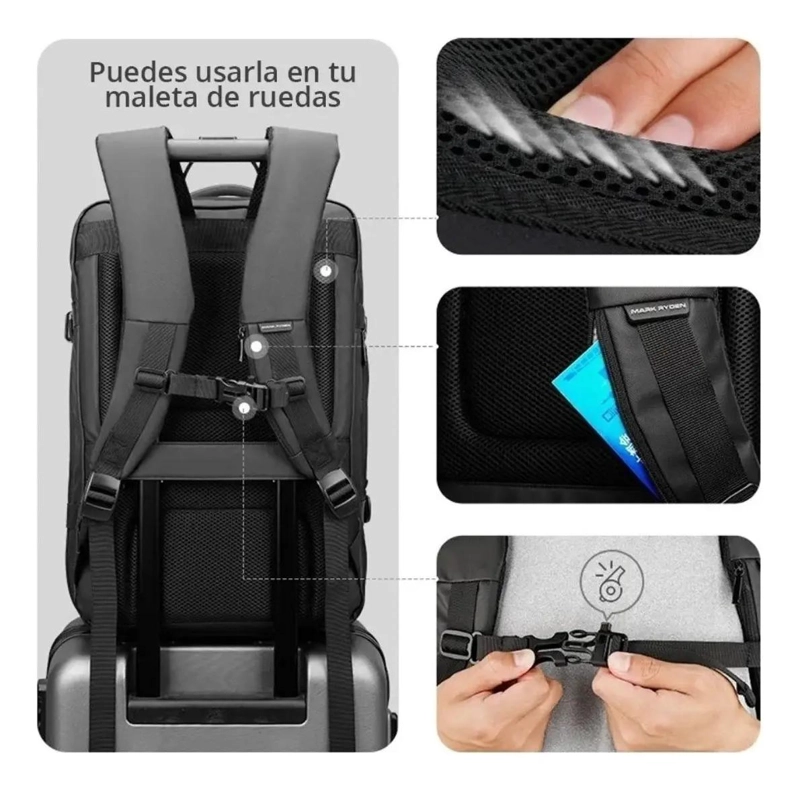 MOCHILA MALETA IMPERMEABLE ANTIRROBO EXPANSIBLE 35 LITROS - 6