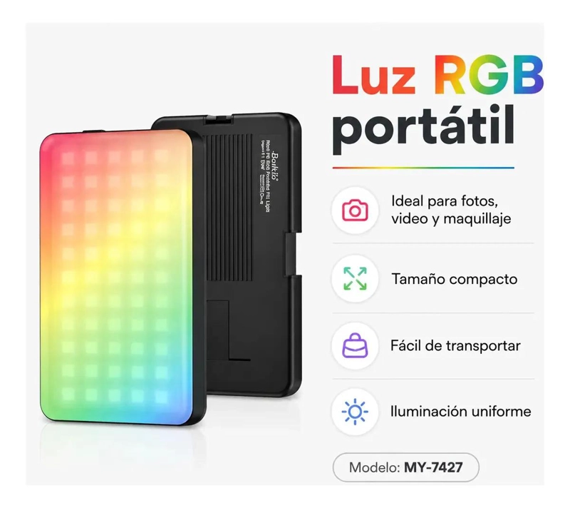 LUZ LED RGB PORTATIL AJUSTABLE PARA SELFIES Y VIDEOS - 1