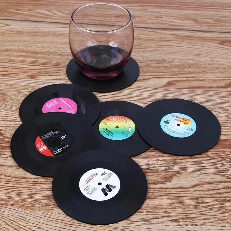 SET DE 6 POSAVASOS DISEÑO VINILO RETRO PARA BEBIDAS - 2