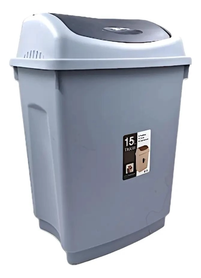 PAPELERA CON TAPA MOVIL DE 15 LITROS PARA HOGAR - 1