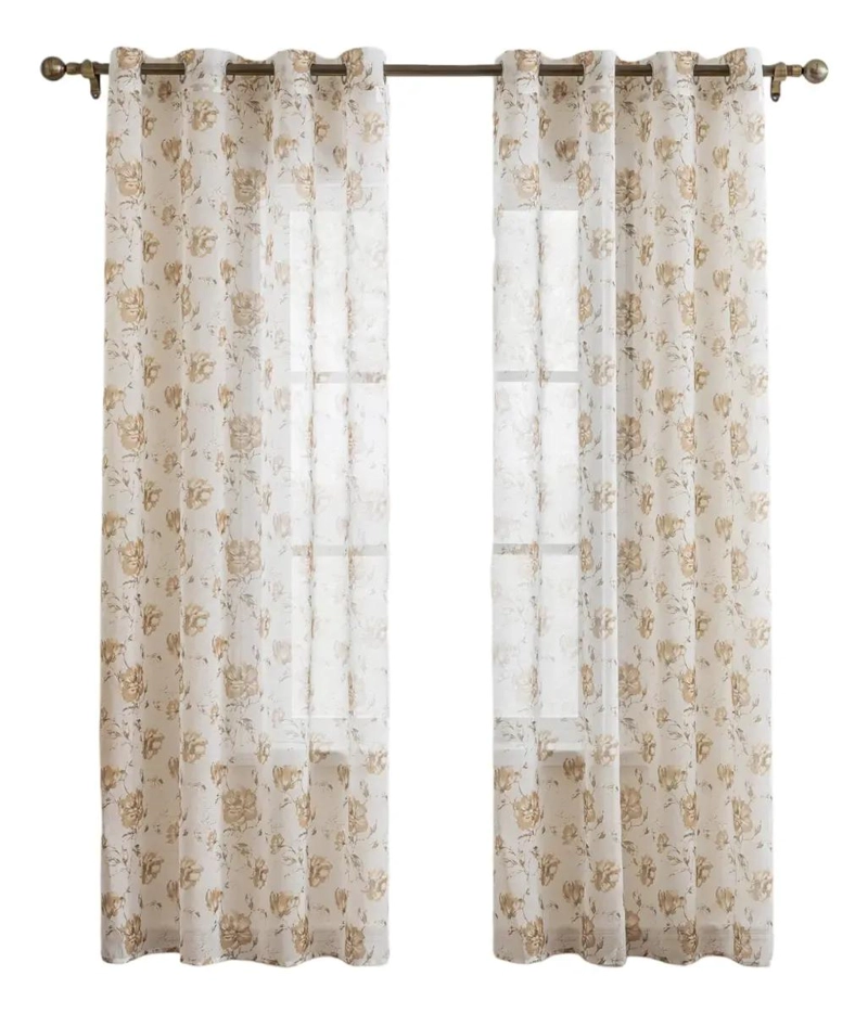 CORTINA DECORATIVA ESTAMPADA FLORAL 140X220 CM EN LINO - 1