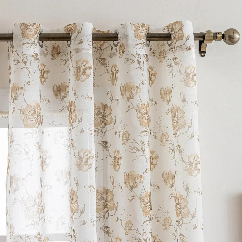 CORTINA DECORATIVA ESTAMPADA FLORAL 140X220 CM EN LINO - 3