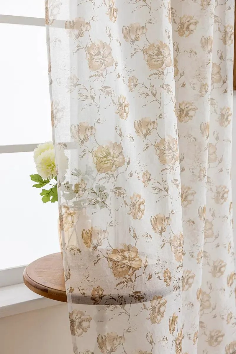 CORTINA DECORATIVA ESTAMPADA FLORAL 140X220 CM EN LINO - 4