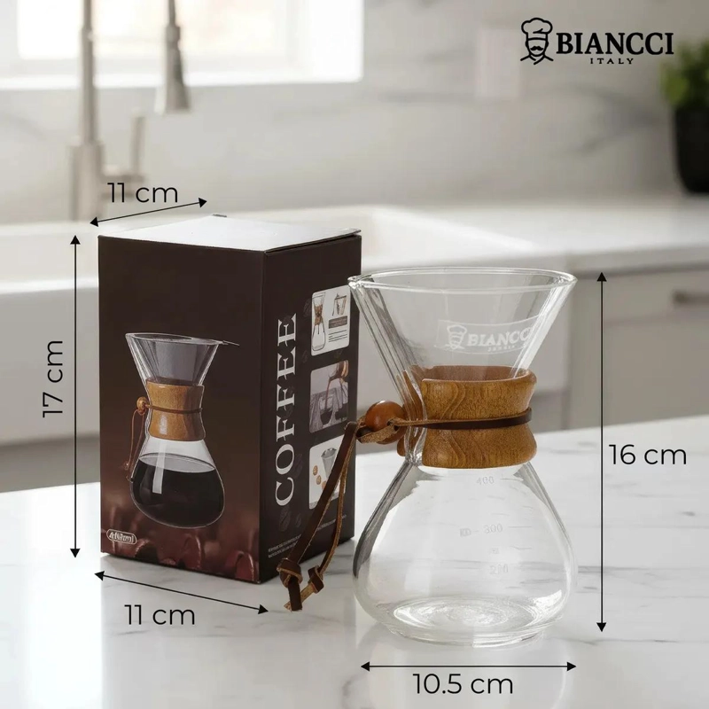 CAFETERA DE GOTEO DE BOROSILICATO 400 ML CON MANGO ERGONOMICO - 4