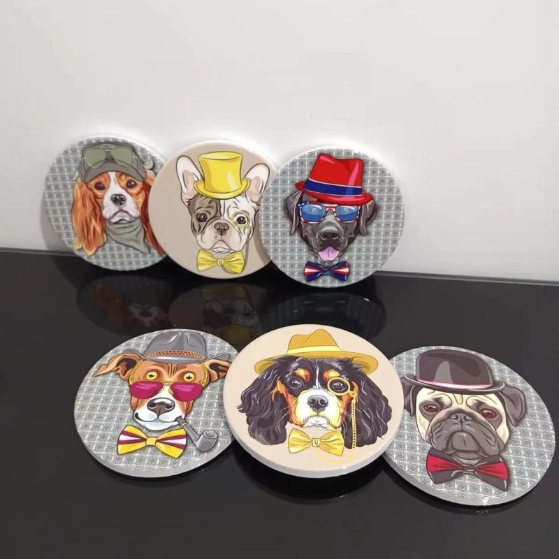 SET DE 6 POSAVASOS METALICOS CON BASE DE CORCHO - 3
