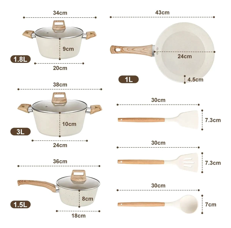 JUEGO DE BATERIA DE COCINA 10 PIEZAS ANTIADHERENTE - 2