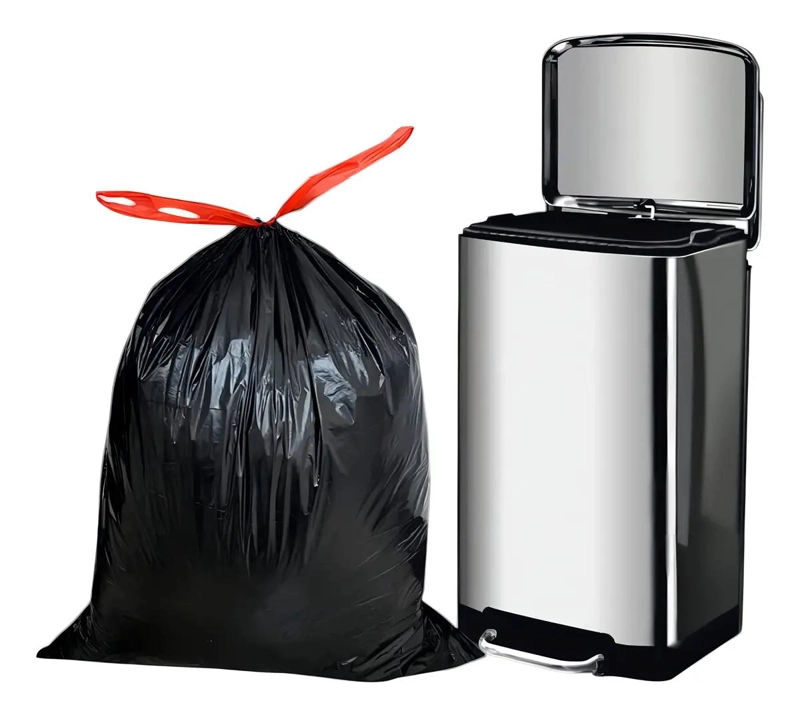BOLSA DE BASURA PEQUEÑA CON CORDON 60X50 CM PARA HOGAR - 4