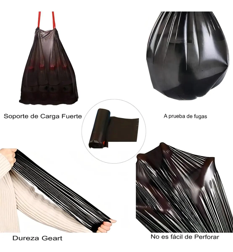 BOLSA DE BASURA PEQUEÑA CON CORDON 60X50 CM PARA HOGAR - 6