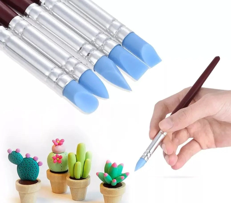 SET DE 5 PINCELES CON PUNTA DE GOMA PARA MODELAR Y ESCULPIR - 2