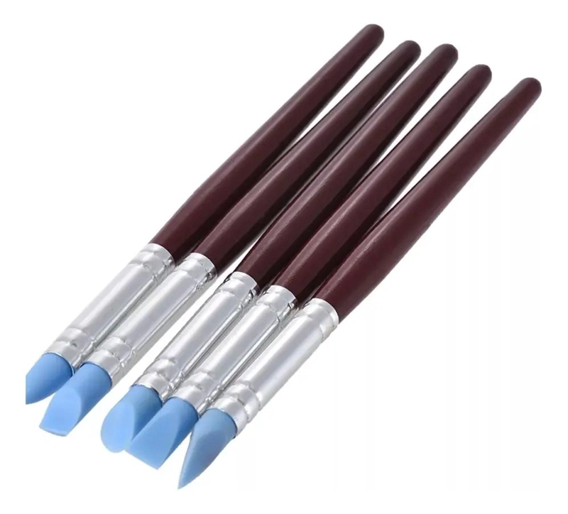 SET DE 5 PINCELES CON PUNTA DE GOMA PARA MODELAR Y ESCULPIR - 3