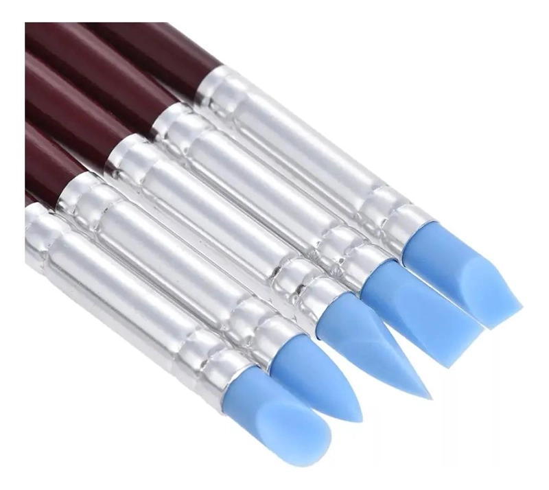 SET DE 5 PINCELES CON PUNTA DE GOMA PARA MODELAR Y ESCULPIR - 4