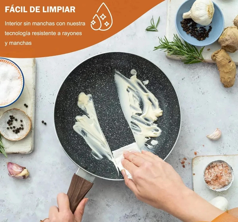 JUEGO DE OLLAS Y SARTENES ANTIADHERENTES DE 8 PIEZAS PARA COCINA - 6