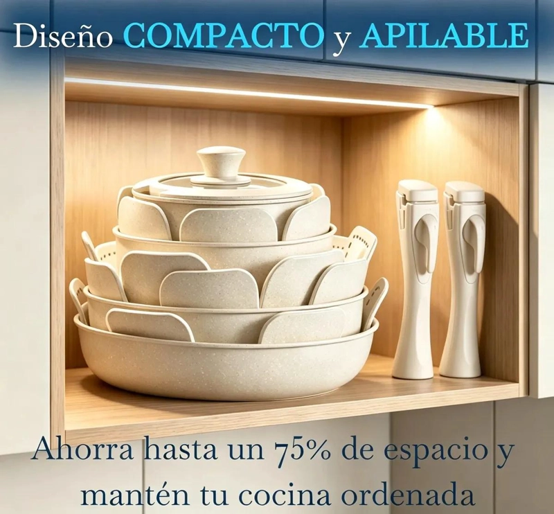 JUEGO DE BATERIA DE COCINA ANTIADHERENTE GRANITO 14 PIEZAS - 2