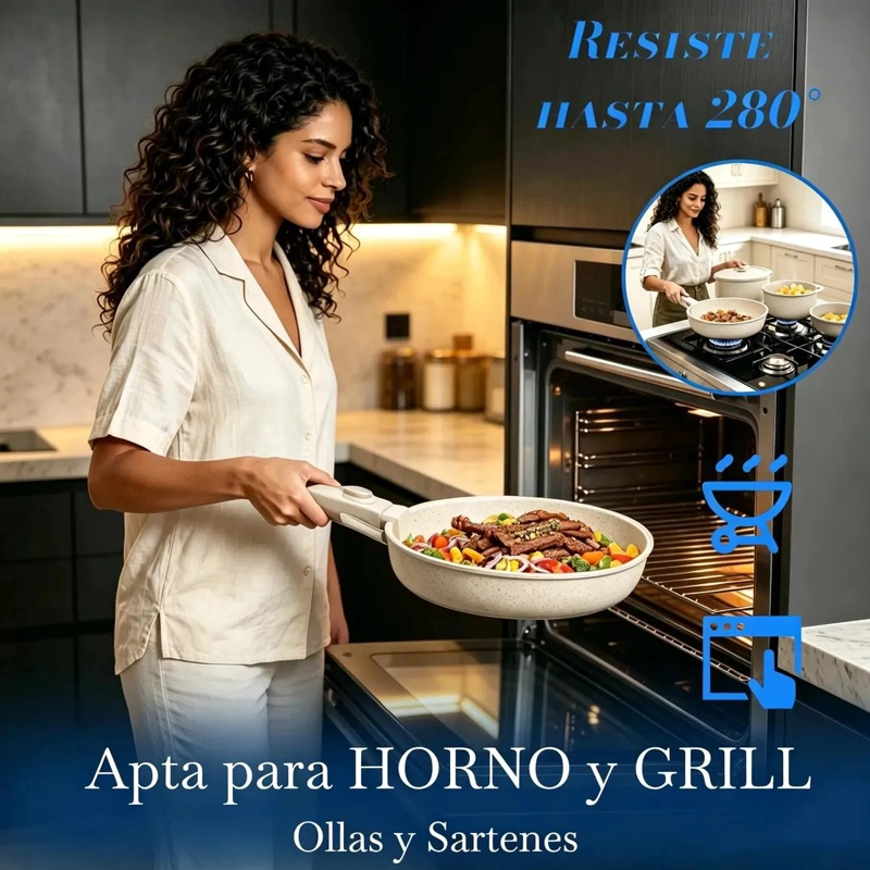JUEGO DE BATERIA DE COCINA ANTIADHERENTE GRANITO 14 PIEZAS - 4