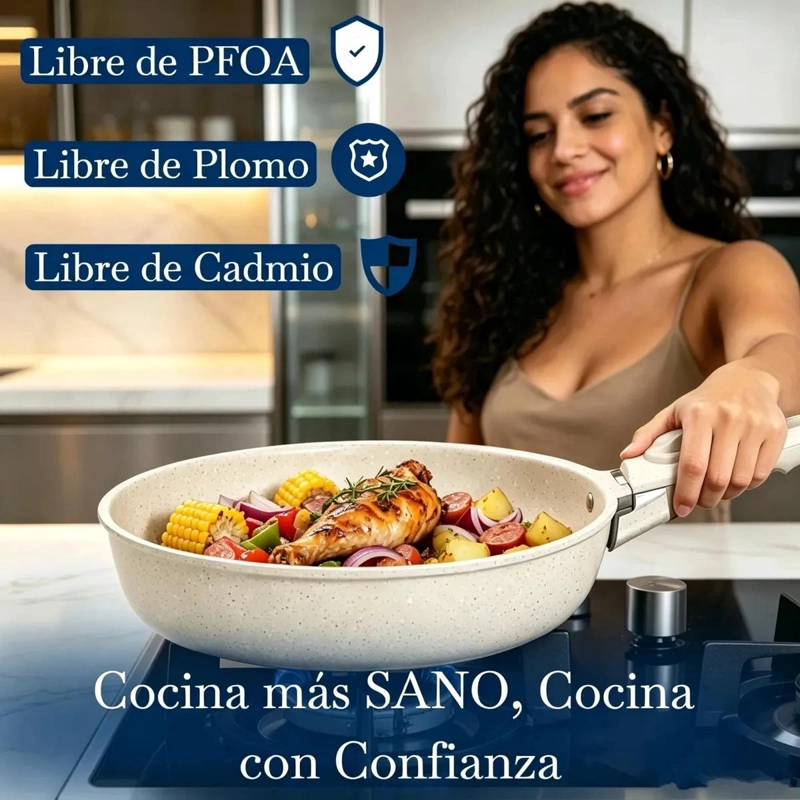 JUEGO DE BATERIA DE COCINA ANTIADHERENTE GRANITO 14 PIEZAS - 5