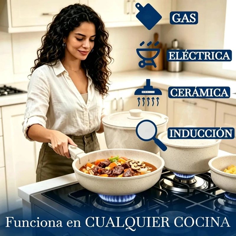JUEGO DE BATERIA DE COCINA ANTIADHERENTE GRANITO 14 PIEZAS - 6