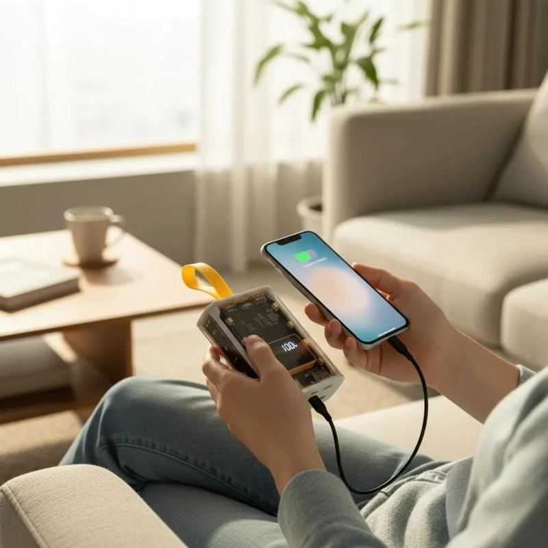 POWER BANK 15000MAH CON LUZ LED Y CABLES INTEGRADOS - 2