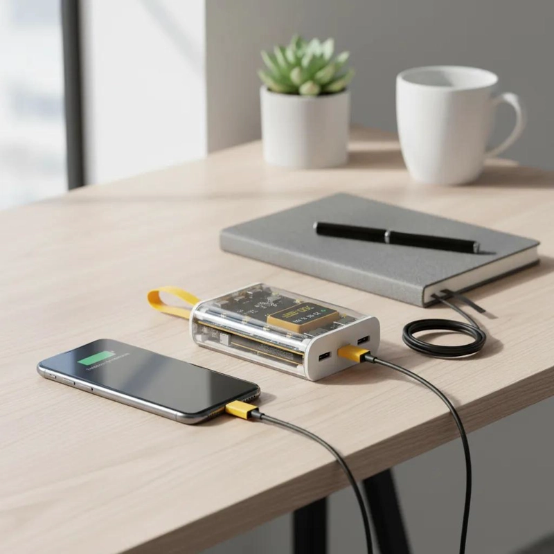POWER BANK 15000MAH CON LUZ LED Y CABLES INTEGRADOS - 4