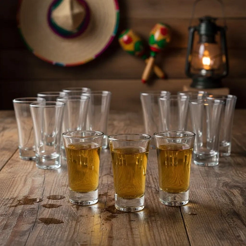 SET DE 12 VASOS SHOT TEQUILEROS DE VIDRIO PARA CELEBRACIONES - 4