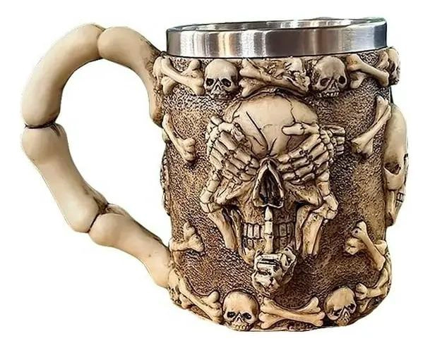 TAZON CON DISEÑO DE CALAVERA RIENDO PARA BEBIDAS 400CC - 1