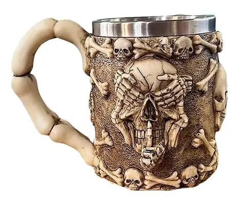 TAZON CON DISEÑO DE CALAVERA RIENDO PARA BEBIDAS 400CC - 3