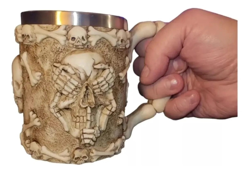 TAZON CON DISEÑO DE CALAVERA RIENDO PARA BEBIDAS 400CC - 5