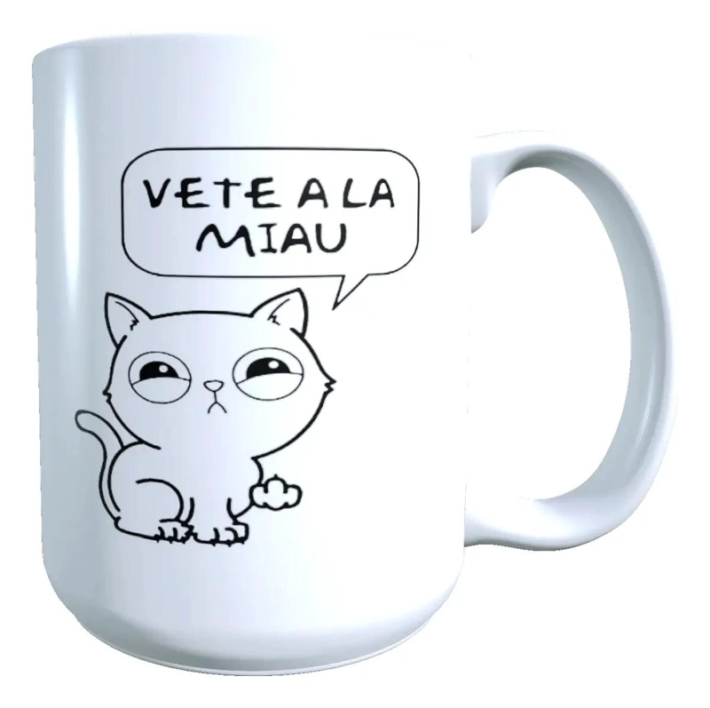 TAZA GRANDE 15 ONZAS DISEÑO VETE A LA MIAU PARA AMANTES DE LOS GATOS - 1