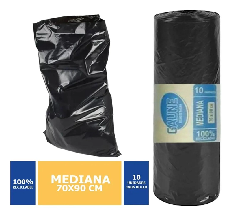BOLSAS DE BASURA RECICLADAS 70 X 90 CM PACK DE 60 UNIDADES - 1