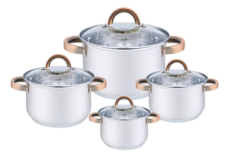 BATERIA DE COCINA 8 PIEZAS ACERO INOXIDABLE GRIS - 1