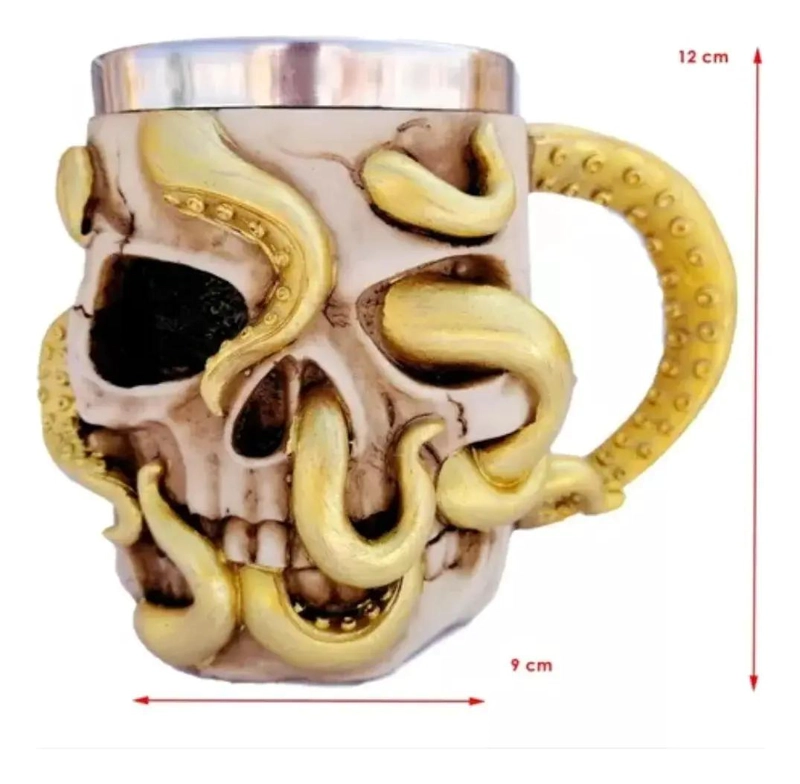 TAZON CALAVERA PIRATA CON PULPO 400CC DISEÑO UNICO - 3