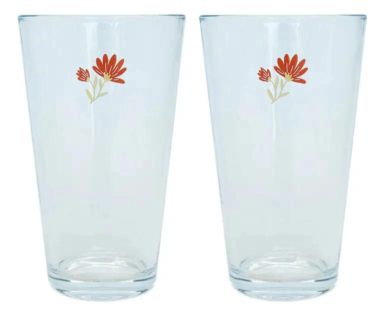 SET DE 2 VASOS DE VIDRIO BOTANIC DE 470 ML PARA BEBIDAS - 1
