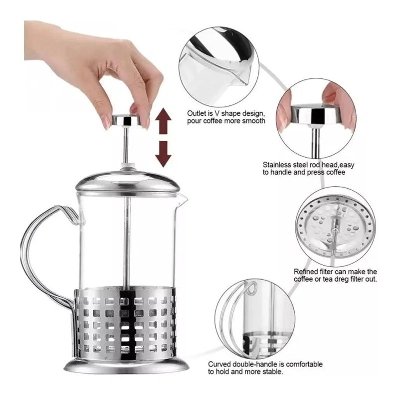 CAFETERA PRENSA FRANCESA ACERO INOXIDABLE 800ML - 6