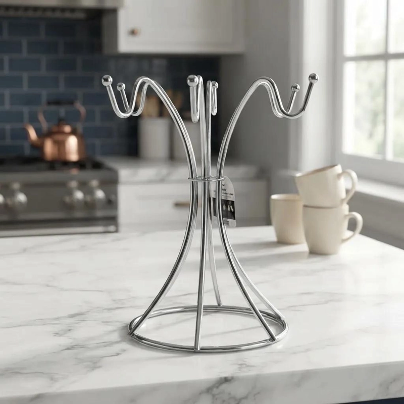 ATRIL SOPORTE COLGADOR PARA 6 TAZAS DE ACERO INOXIDABLE - 1