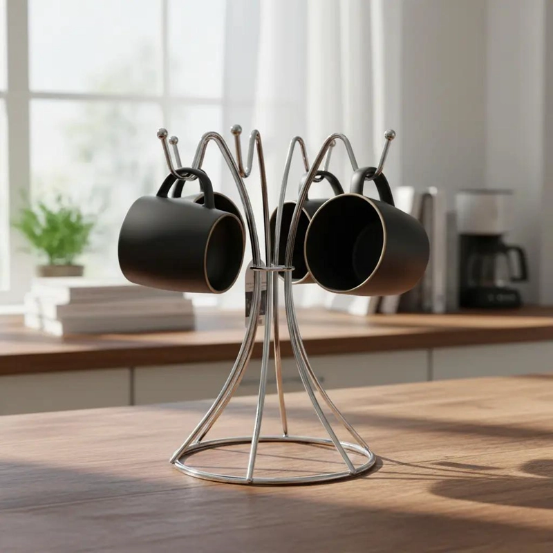 ATRIL SOPORTE COLGADOR PARA 6 TAZAS DE ACERO INOXIDABLE - 2
