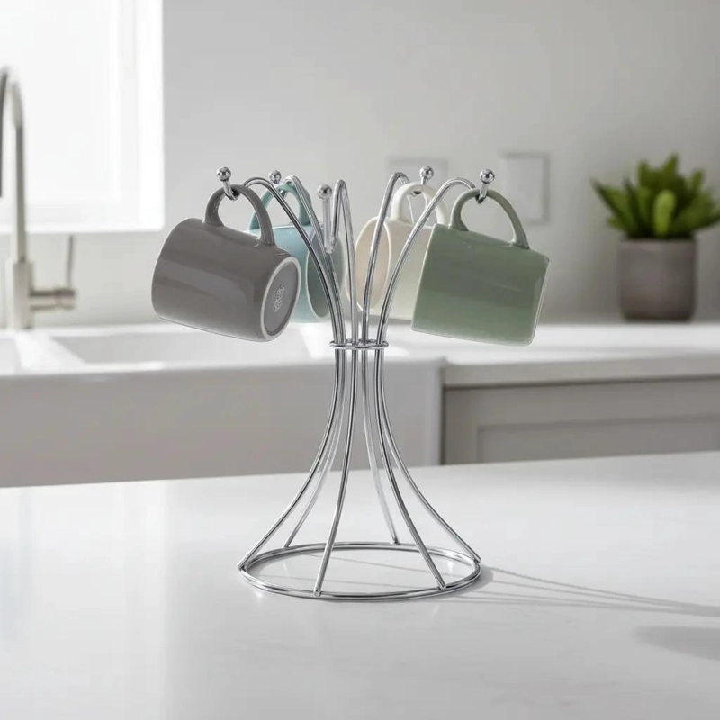 ATRIL SOPORTE COLGADOR PARA 6 TAZAS DE ACERO INOXIDABLE - 6