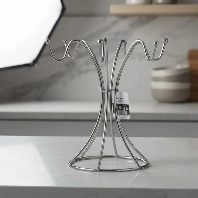 ATRIL SOPORTE COLGADOR PARA 6 TAZAS DE ACERO INOXIDABLE - 7