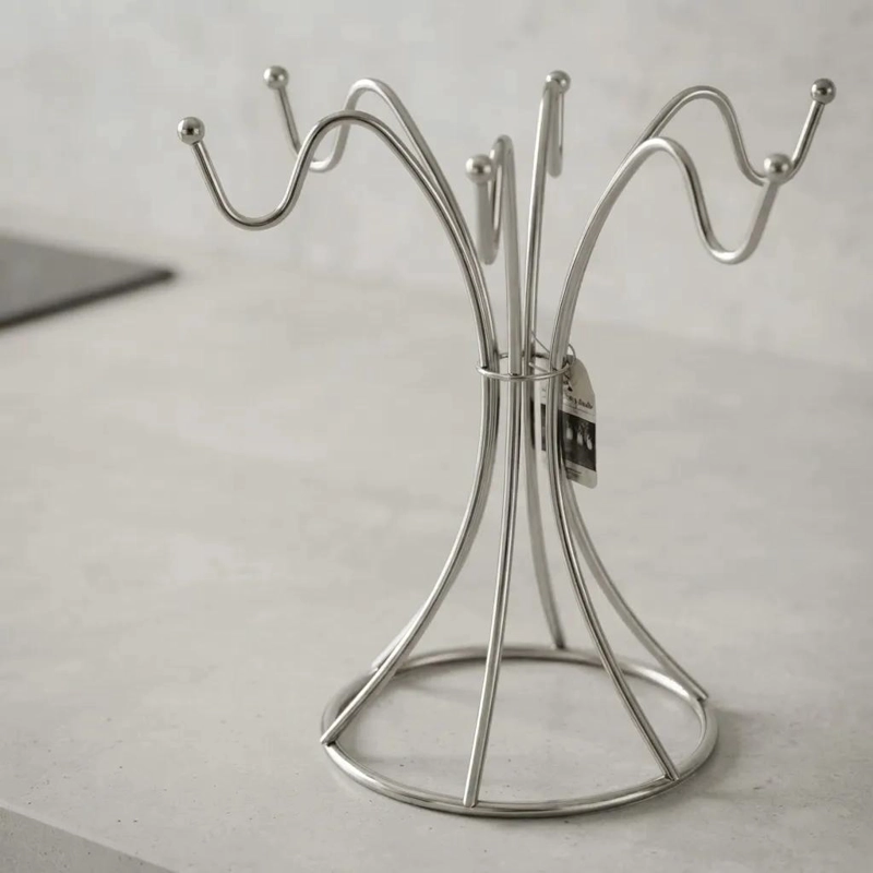 ATRIL SOPORTE COLGADOR PARA 6 TAZAS DE ACERO INOXIDABLE - 9