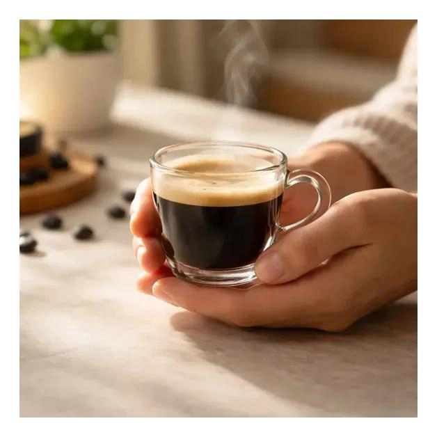 CONJUNTO DE 6 TAZAS Y PLATILLOS DE VIDRIO TRANSPARENTE - 4