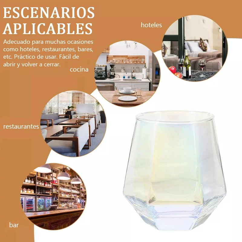 SET DE 2 VASOS DE CRISTAL HEXAGONALES PARA BEBIDAS 300ML - 3