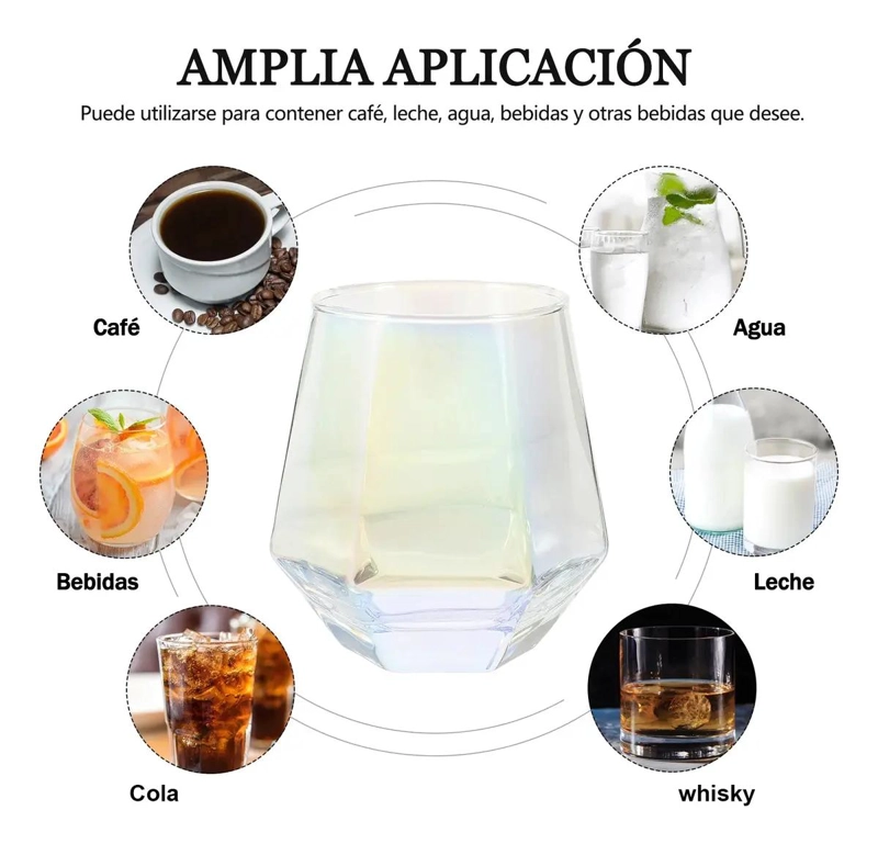 SET DE 2 VASOS DE CRISTAL HEXAGONALES PARA BEBIDAS 300ML - 4
